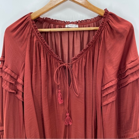 Revolve - Free People All Tucks Bodysuit in Terracotta Size Small - Picture 3 of 14